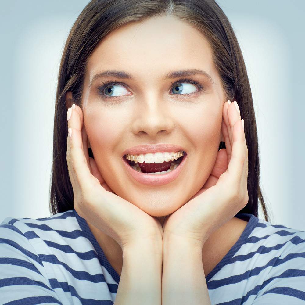 Smiling woman looking off camera